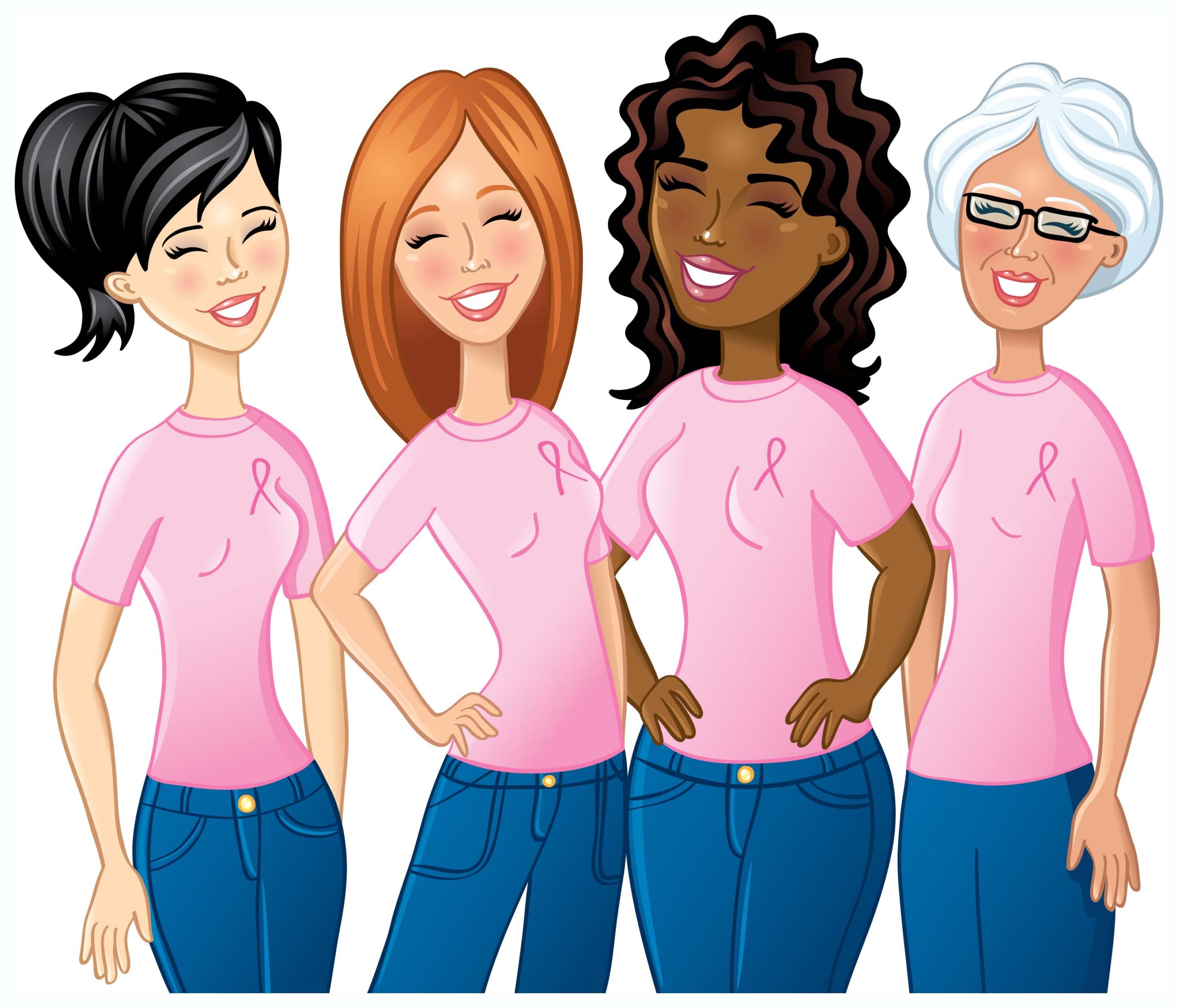 animated women with breast cancer t-shirts