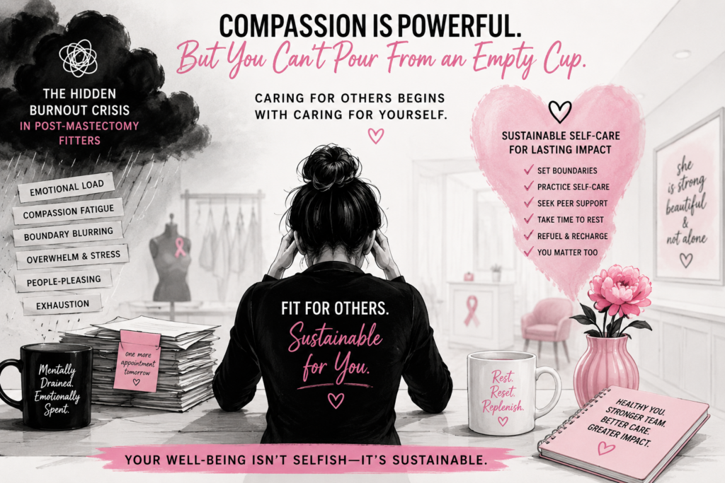 burnout, post-mastectomy fitters, breast care, aabcp, abc, boc, amoena, bras, breast forms, anita,